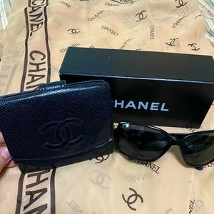 Authentic Chanel sunglasses/Authentic Chanel vintage wallet. Wallet and glasses